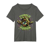 TMNT Text Ninjas Only Stamp Ninja Turtles T-Shirt, Women's Plus, Asphalt Grey, 3X