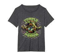 TMNT Text Ninjas Only Stamp Ninja Turtles T-Shirt, Women's Plus, Dark Heather Grey, 4X