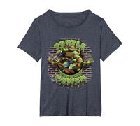 TMNT Text Ninjas Only Stamp Ninja Turtles T-Shirt, Women's Plus, Heather Blue, 4X