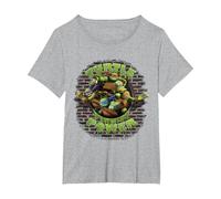 TMNT Text Ninjas Only Stamp Ninja Turtles T-Shirt, Women's Plus, Heather Grey, 3X