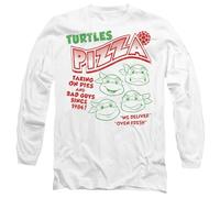 TMNT Turtles Pizza Mens Long Sleeve T Shirt, White, X-Large