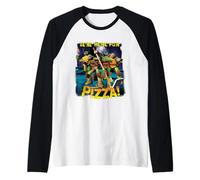 TMNT We're Here for The Pizza Group Shot Raglan Baseball Tee