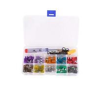TMP1105 100pcs Mini Car Fuse Kit Color Coded for Ten Amps Fuses with Alligator Clip Electric Tester Tweezer Fuse Puller Protected circuits