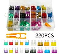 TMP1105 220Pcs Auto Car Truck Fuse Kit APM ATM Mini AMP Standard Blade Fuse Assortment Assorted Kit Blade Set Mini Car Insurance Film Protected circuits