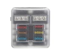 TMP1105 6 Way 12V-32V Auto Car Power Blade Fuses Box Holder Kit with LED Indicator 16pcs Fuse 40pcs Sticker Protected circuits