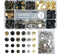 TmppDeco 158 Sets 12.5mm Brass Snap Fastener Kit with 4 Setting Tools, 6-Color Press Studs No Sewing Snap Buttons for Sewing, Clothes, Jackets, Leather, Jeans Wears, Bracelets, Bags