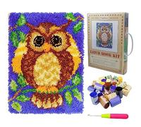 TmppDeco Owl Latch Hook Kits for Adults Kids - DIY Latch Hook Rug Making Kits for Beginners (Owl, 52 x 38cm)