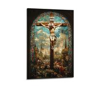 TMRL Art Poster of Jesus Christ Crucified Poster Canvas Wall Art Decor Living Room Modern Family Bedroom 12x18inch(30x45cm) Frame-style
