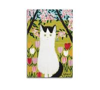 TMRL Maud Lewis Painter Artwork【White Cat 2】 Printed PostersWall Art Canvas Poster Music Albums And Movies Decorative Painting for Living Bed Room 08x12inch(20x30cm) Unframe-style