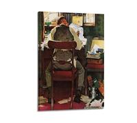 TMRL Norman Rockwell Painter's Work《office》printed PostersWall Art Canvas Poster Music Albums And Movies Decorative Painting for Living Bed Room 20x30inch(50x75cm) Frame-style