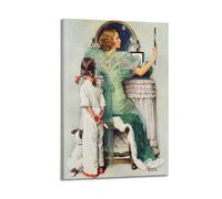 TMRL Norman Rockwell Painter's Work《Put on Makeup》printed PostersWall Art Canvas Poster Music Albums And Movies Decorative Painting for Living Bed Room 20x30inch(50x75cm) Frame-style