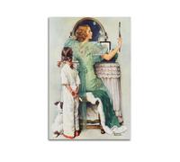 TMRL Norman Rockwell Painter's Work《Put on Makeup》printed PostersWall Art Canvas Poster Music Albums And Movies Decorative Painting for Living Bed Room 16x24inch(40x60cm) Unframe-style