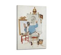 TMRL Norman Rockwell Painter's Work《Self Portrait》printed PostersWall Art Canvas Poster Music Albums And Movies Decorative Painting for Living Bed Room 24x36inch(60x90cm) Frame-style