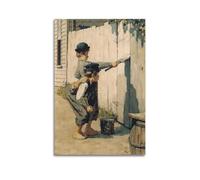 TMRL Norman Rockwell Painter's Work《Tom Sawyer Whitewashing The Fence》PostersWall Art Canvas Poster Music Albums And Movies Decorative Painting for Living Bed Room 08x12inch(20x30cm) Unframe-style