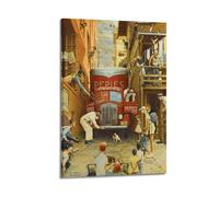 TMRL Road Block by Norman Rockwell Canvas Art PosterWall Art Canvas Poster Music Albums And Movies Decorative Painting for Living Bed Room 24x36inch(60x90cm) Frame-style