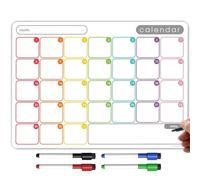 TMS A3 / A4 Multi-Coloured Magnetic Weekly Planner/Memo Board/Calendar - Whiteboard, Shopping List and Meal Planner - with 4 Magnetic Dry Wipe Pens and Eraser (Monthly Multi-Colour 2, A3)