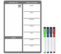 TMS A3 Magnetic Weekly Planner for Fridge, Meal Planner Whiteboard, Memo Board and Shopping List for Notes or Daily Reminders, Dry Wipe Kitchen Calendar and Organiser with Dry Erase Marker