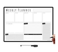 TMS A3 Magnetic Weekly Planner | Made in the UK | Fridge Whiteboard, Memo Board, To Do List, Calendar or Organiser for Work, Office or Family Planning + Dry Erase Pen | Charcoal (42 x 30cm)