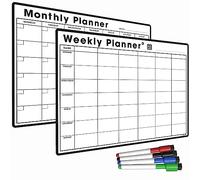 TMS A3 Monthly Planner Whiteboard | Magnetic Fridge Calendar for Meal Prep, Work or Family Planning | Made in The UK (A3 + A3, White Combo (Six Columns))