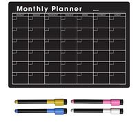 TMS A3 Monthly Planner Whiteboard | Magnetic Fridge Calendar for Meal Prep, Work or Family Planning | Made in The UK (A3, Black Chalkboard)
