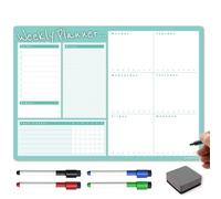 TMS A3 Weekly Planner Whiteboard | Magnetic Calendar for Fridge and Dry Wipe Pens | Meal or Family Planner for Kitchen (Mint, A3-WP3)
