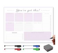TMS A3 Weekly Planner Whiteboard | Magnetic Calendar for Fridge and Dry Wipe Pens | Meal or Family Planner for Kitchen (Violet, A3-YGT)