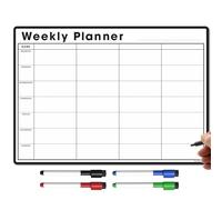 TMS A4 Magnetic Weekly Planner for Fridge | Meal Planner Whiteboard and Calendar | Memo Board or Organiser for Daily Tasks or Business Plans in Offices | with 4 Dry Erase Marker Pens