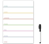 TMS A4 Magnetic Weekly Planner for Fridge, Whiteboard Planner Fridge Magnet - Dry Wipe Memo Board Calendar for Kitchen/Office Notes, Meal Prep/Reminders with Dry Erase Marker (Colour, A4 + 1 Pen)