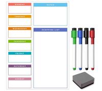 TMS A4 Weekly Meal Planner for Fridge | Magnetic Whiteboard Calendar and Shopping List | Use for Food Prep and Family Planning | Dry Wipe Memo Board for Kitchen | Made in The UK [30 x 21cm]