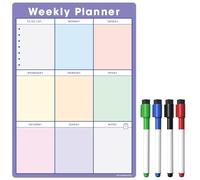 TMS A4 Weekly Planner and Organiser - Magnetic Whiteboard for Organising Your Week, Tasks, to Do List, Shopping and Meal Planning. Works Great at Home, Office, School - with 4 Magnetic Dry Wipe Pens