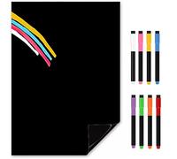 TMS Blackboard Magnet for Fridge | A4 Magnetic Chalk Board Sheet with Dry Wipe Colour Chalk Pens | Black Memo Board | Kitchen Notice Board for Notes, Reminders or Weekly Meal Planner [30 x 21cm]