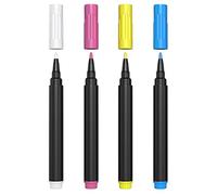 TMS Fine Tip Chalk Markers for Glass Jar Labels and Blackboards | Pink, Yellow, Blue, White | Liquid Markers for Chalkboards | use on Windows, Glass, Whiteboards | Wipeable and Toxic Free