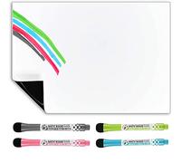 TMS Fridge Whiteboard, Dry Erase Fridge Magnet for Memos, Notes or Reminders - Kitchen Notice Board - use as Magnetic Weekly Planner, Meal Planner or to Do List - Includes 4 x Dry Wipe Pens (A3)