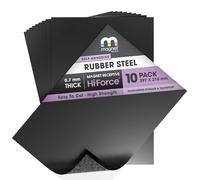 TMS Hi-Force® Rubber Steel Sheets | High Strength Ferrous Metal Sheet with Self-Adhesive | For Wargaming Miniature Storage or Transport or Magnetic Displays | 10 Pack | 0.75mm thick | A4 (30×21cm)