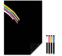 TMS Magnetic Chalk Board for Kitchen | A3 Fridge Magnet Blackboard with Colour Liquid Markers | Large Flexible Black Whiteboard use as Notice Board for Reminders or as Weekly Meal Planner [42 x 30cm]
