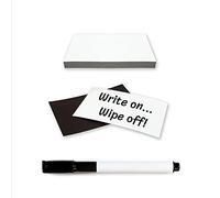 TMS Magnetic Labels Dry Erase | Reusable White Magnets with Dry Wipe Pen for Fridge Notes, Warehouse Labelling for Metal Shelves, Racking, Shelving, Reminders or Whiteboards 80x50mm [25 Pack]
