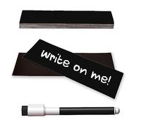 TMS Magnetic Labels Dry Erase | Reusable White Magnets with Dry Wipe Pen for Fridge Notes, Warehouse Labelling for Metal Shelves, Racking, Shelving, Reminders or Whiteboards 80x15mm [25 Pack]
