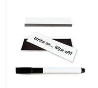 TMS Magnetic Labels Dry Erase | Reusable White Magnets with Dry Wipe Pen for Fridge Notes, Warehouse Labelling for Metal Shelves, Racking, Shelving, Reminders or Whiteboards 100x30mm [25 Pack]