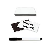 TMS Magnetic Labels Dry Erase | Reusable White Magnets with Dry Wipe Pen for Fridge Notes, Warehouse Labelling for Metal Shelves, Racking, Shelving, Reminders or Whiteboards 80x50mm