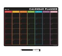 TMS Magnetic Monthly Planner and Dry Wipe Pen, Blackboard Fridge Calendar Whiteboard for Meal Prep, Notes, Reminders or Daily Planner | Dry Erase Memo Board for Kitchen or Office
