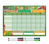 TMS Magnetic Reward Chart for Children - Star Chart for Recognising and Inspiring Good Behaviour in Toddlers, Kids, Boys and Girls - Comes with 4 Magnetic Coloured Dry Wipe Pens (Dinosaurs)