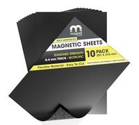 TMS Magnetic Sheets Self-Adhesive | For Crafts or Metal Die Storage | Make Fridge Magnets or Magnetic Strips | Sticky, Flexible & Ultra-Thin | 10 Pack | 0.4mm thick | A4 (30×21cm)