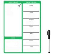 TMS Magnetic Weekly Planner and Dry Wipe Pen, Meal Planner and Shopping List, Fridge