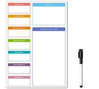 TMS Magnetic Weekly Planner and Dry Wipe Pen, Meal Planner and Shopping List, Fridge Whiteboard for Meal Prep, Notes and Reminders, Daily Plan - Dry Erase Memo Board, Kitchen or Office