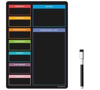 TMS Magnetic Weekly Planner and Dry Wipe Pen, Meal Planner and Shopping List, Fridge Whiteboard for Meal Prep, Notes and Reminders, Daily Plan - Dry Erase Memo Board, Kitchen or Office