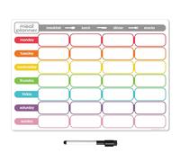 TMS Magnetic Weekly Planner and Dry Wipe Pen, Meal Planner and Shopping List, Fridge Whiteboard for Meal Prep, Notes and Reminders, Daily Plan - Dry Erase Memo Board, Kitchen or Office
