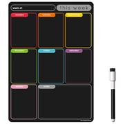 TMS Magnetic Weekly Planner and Dry Wipe Pen, Meal Planner and Shopping List, Fridge Whiteboard for Meal Prep, Notes and Reminders, Daily Plan - Dry Erase Memo Board, Kitchen or Office