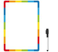 TMS Magnetic Whiteboard for Fridge | Dry Erase Memo Board, Weekly Meal Planner, Shopping List or Organiser for Kitchen | Flexible, Dry Erase and Small (A5 (21 x 15cm), Rainbow Border)