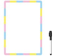 TMS Magnetic Whiteboard for Fridge | Dry Erase Memo Board, Weekly Meal Planner, Shopping List or Organiser for Kitchen | Flexible, Dry Erase and Small (A4 (30 x 21cm), Pastel Border)