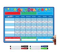 TMS Reward Chart for Children | Magnetic Star Chart for Recognising and Inspiring Good Behaviour in Toddlers and Kids, Boys and Girls | Includes 4 Magnetic Coloured Dry Wipe Pens (Blue)